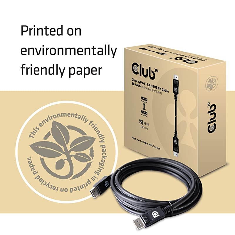 3D Displayport Cable 14 8K 60Hz VESA certfied 3 Meter984Feet 28AWG Black Color CAC1060