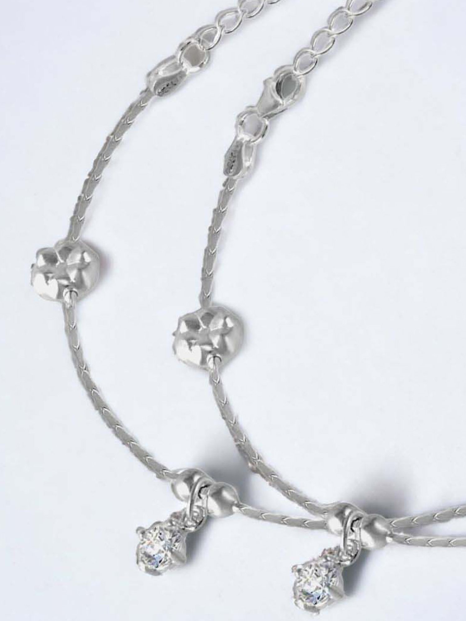 Rihi by P.C. Chandra Jewellers 925 Silver Silver Flower Drop Anklet for Women & Girls