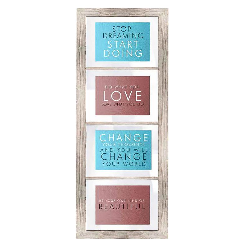 37" x 15" Bridge II Multiple picture frame Stainless Silver - PTM Images