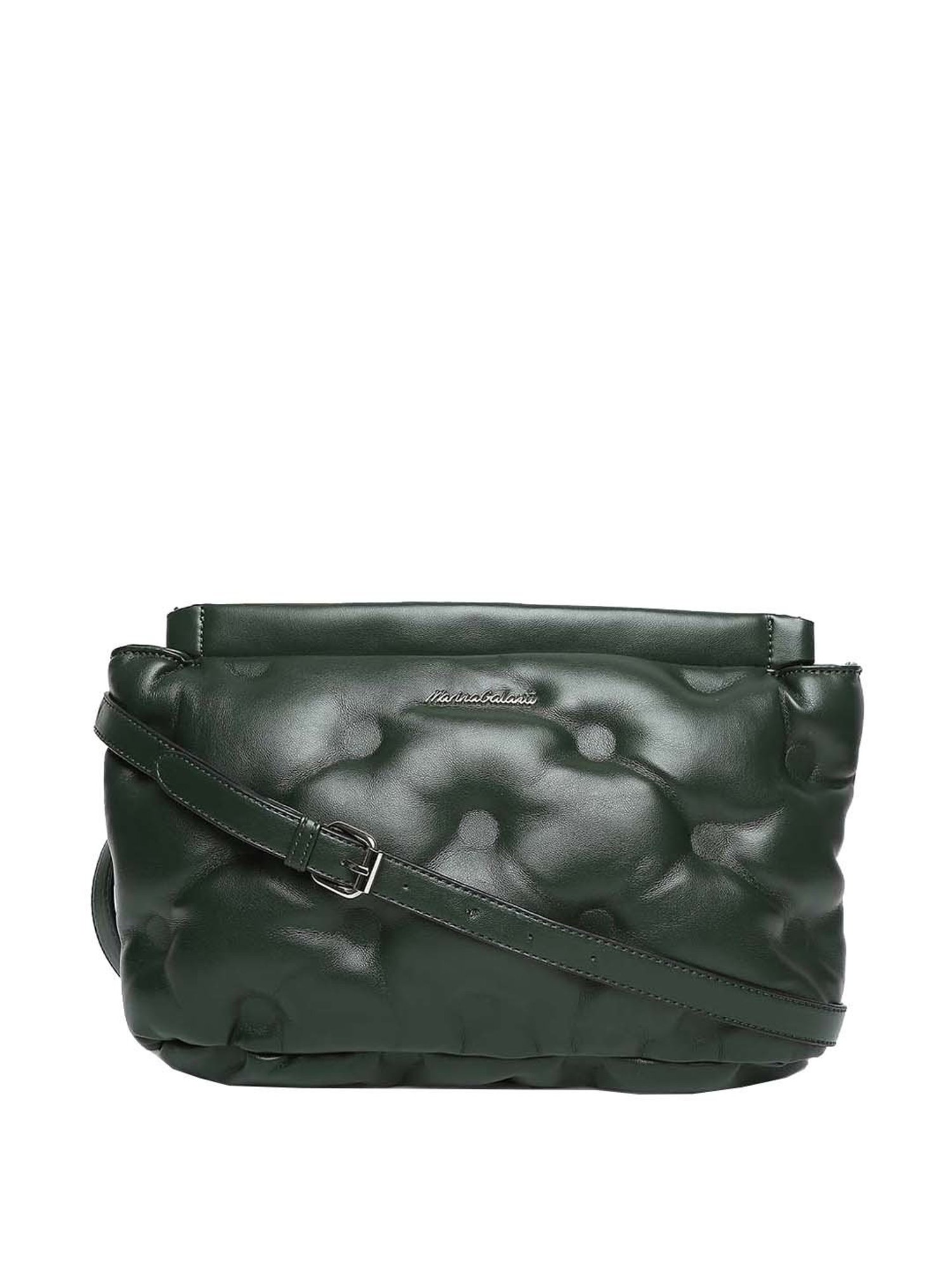 Marina Galanti Green Textured Medium Sling Handbag