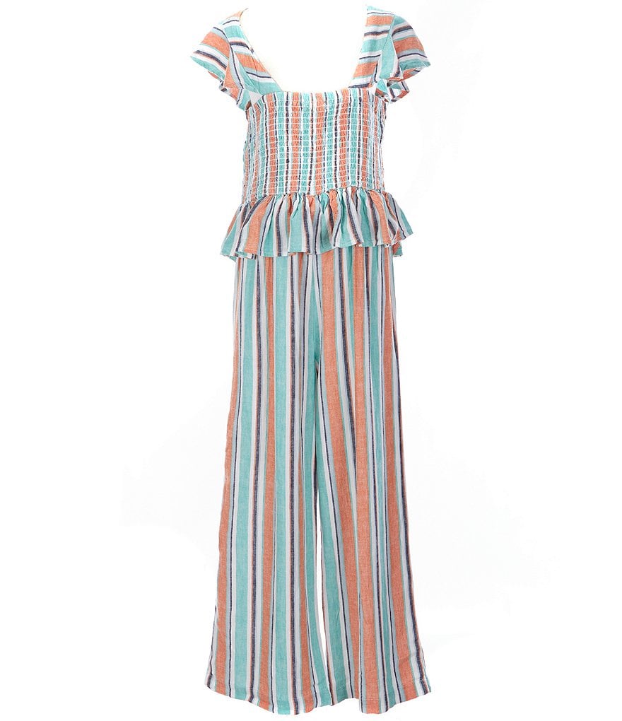 Habitual Big Girls 7-16 Ruffled Striped Jumpsuit