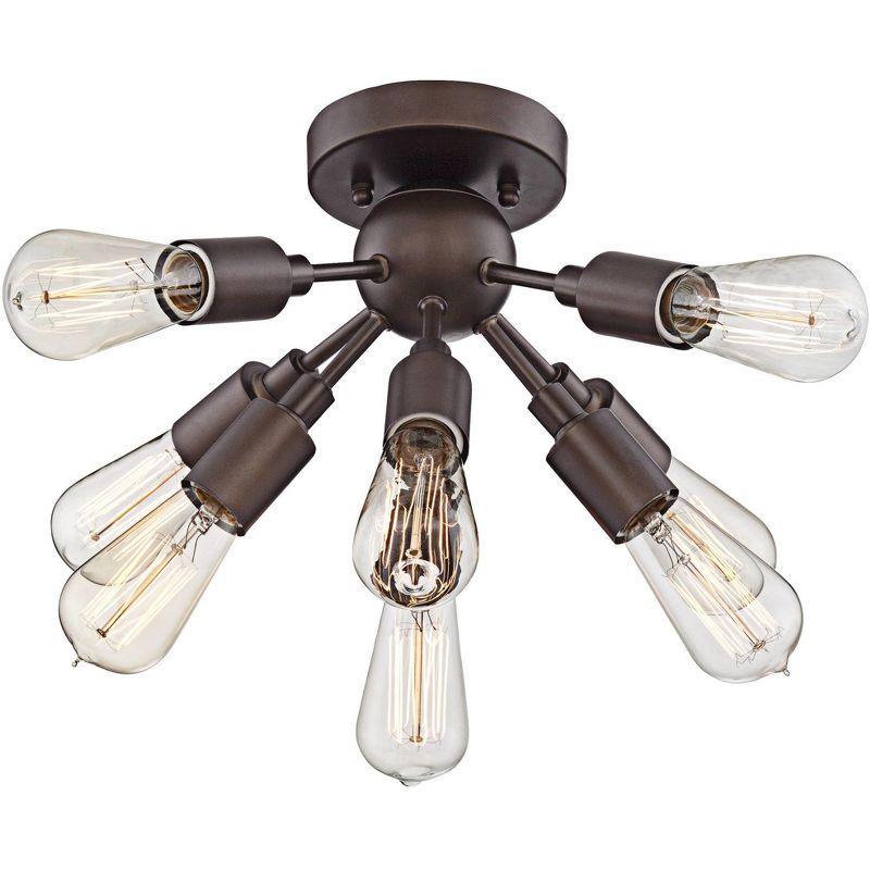 Possini Euro Design Modern Ceiling Light Semi Flush Mount Fixture LED Oiled Bronze 20 3/4" Wide Sputnik Style for Bedroom Kitchen