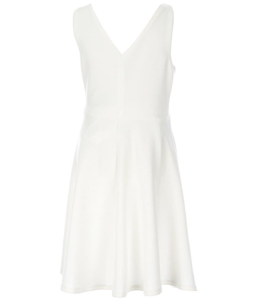 Honey and Rosie Big Girls 7-16 Sleeveless Ruffled Neck Scuba Skater Dress