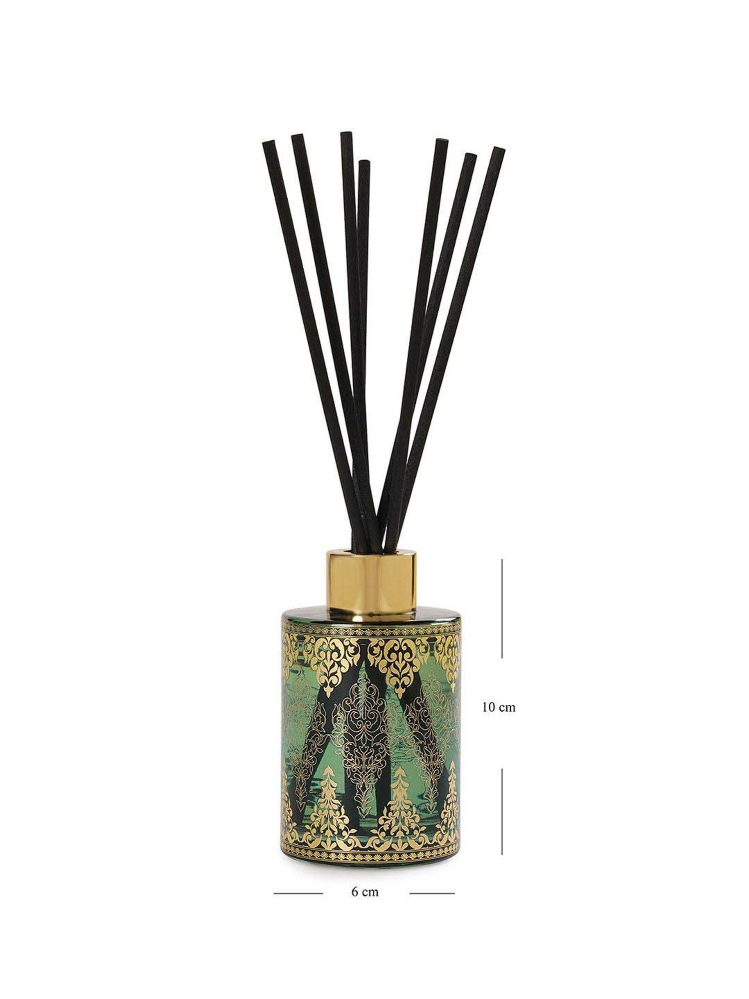 Pure Home and Living Green Glass Jasmine Garland Printed Diffuser (120ml)