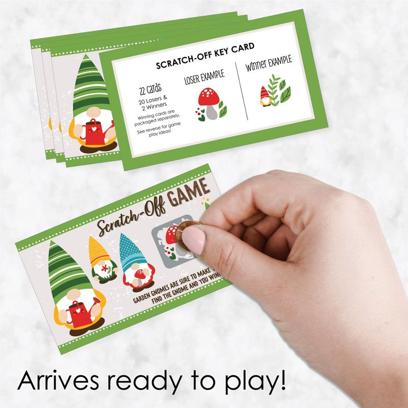 Big Dot of Happiness Garden Gnomes - Forest Gnome Party Game Scratch Off Cards - 22 Count