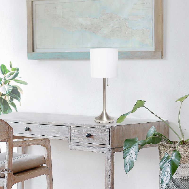 Tapered Desk Lamp with Fabric Drum Shade Silver - Simple Designs