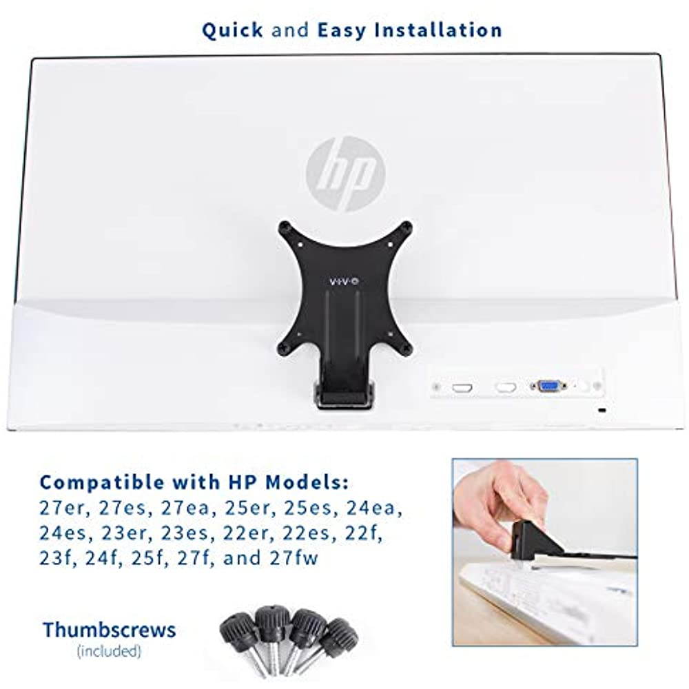 VIVO Steel VESA Adapter Plate for HP 27er, 27es, 27ea, 25er, 25es, 24ea, 23er, 23es, 22er, 22es Monitors (MOUNT-HP27ER)