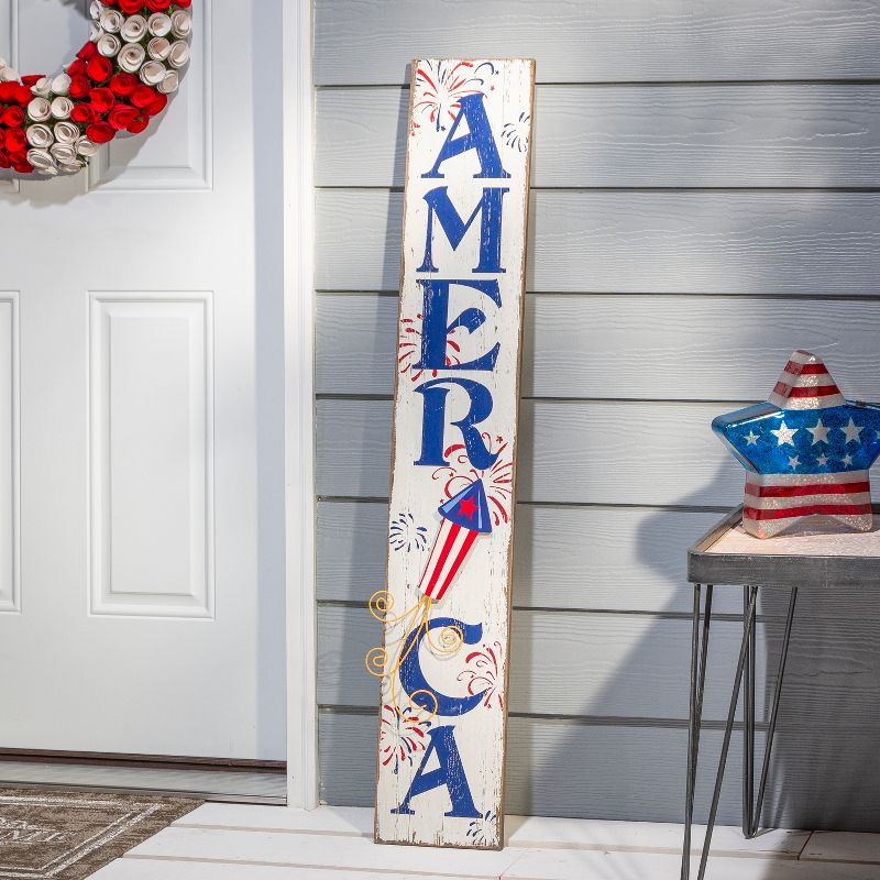 Gerson International 47-Inch High Antiqued Wooden Patriotic Wall Hangings, Set of 2