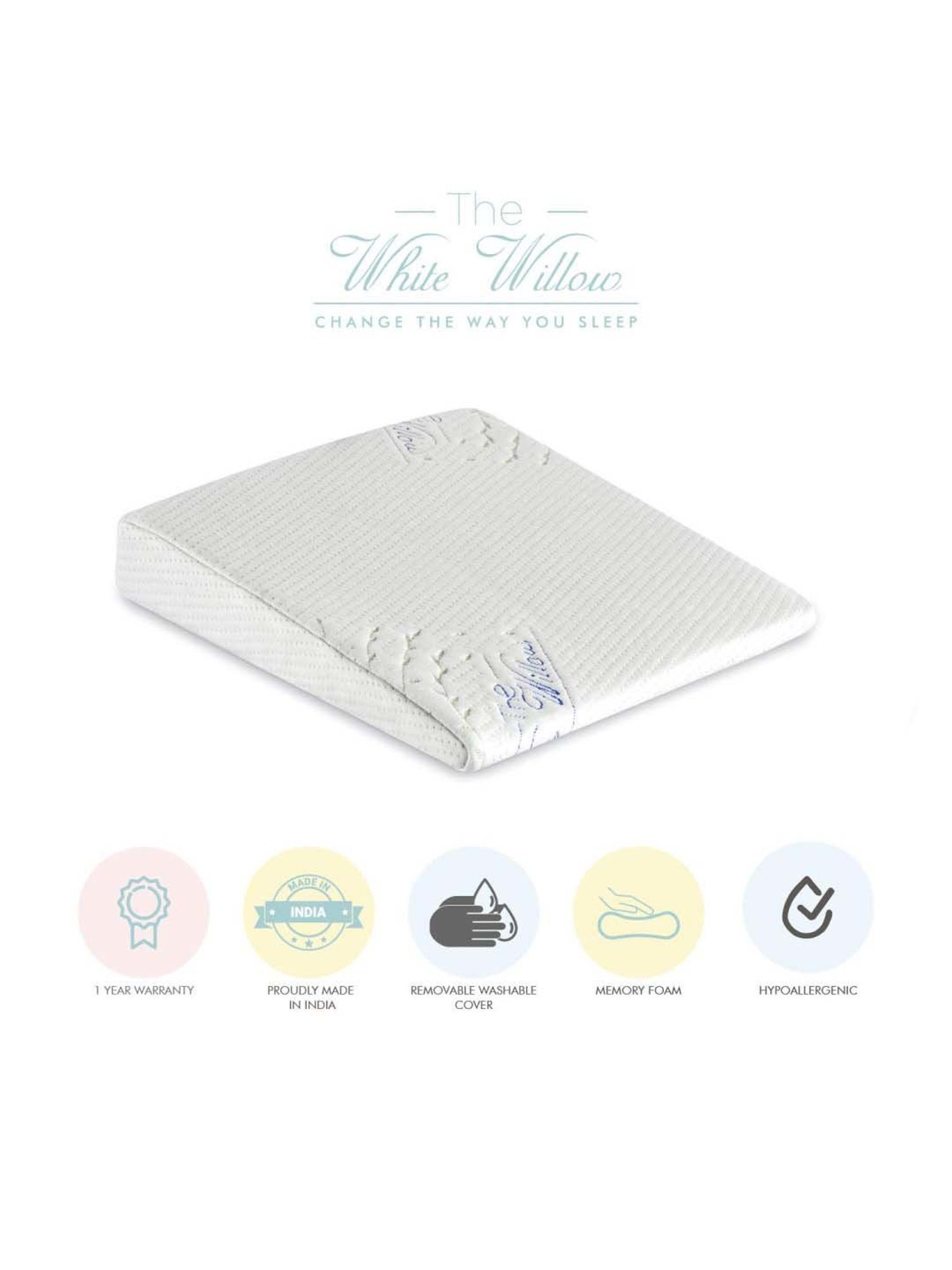 The White Willow White Half Wedge Pillow - Set of 1