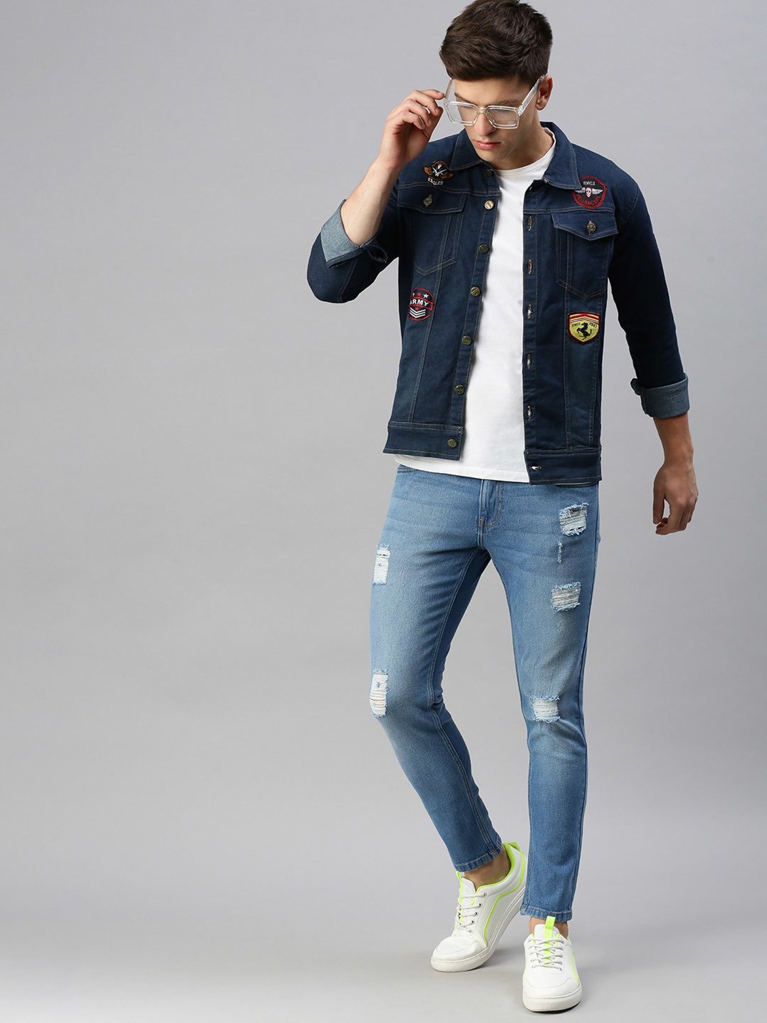 VOXATI Blue Regular Fit Shirt Collar Denim Jacket