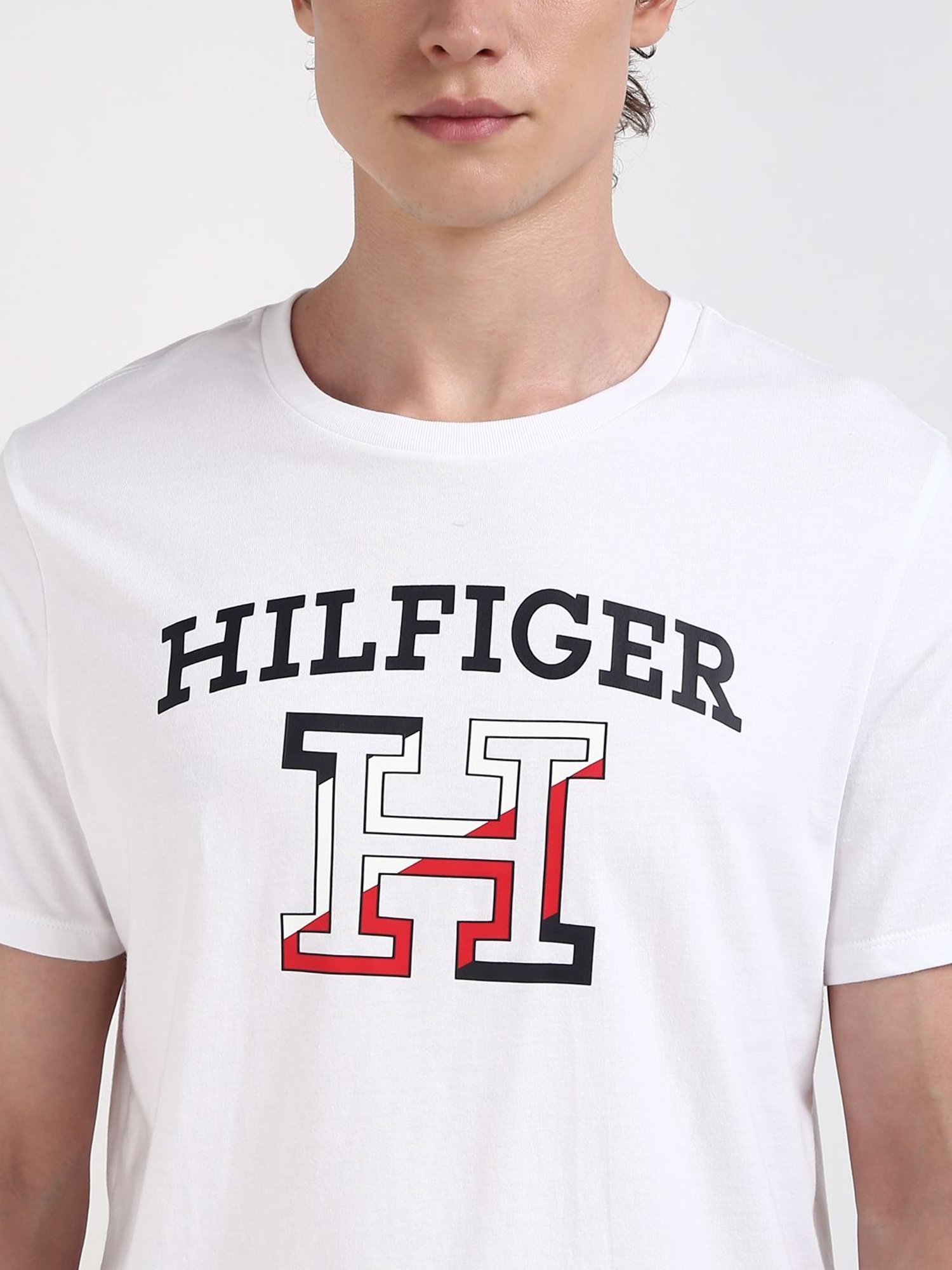 Tommy Hilfiger White Regular Fit Printed T-Shirt