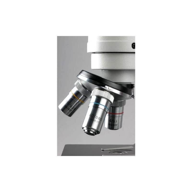 M200C Monocular Compound Microscope, WF10x and WF25x Eyepieces, 40x-1000x Magnification, Tungsten Illumination, Brightfield, Single-Lens Condenser, Coarse and Fine Focus, Plain Stage, 110V