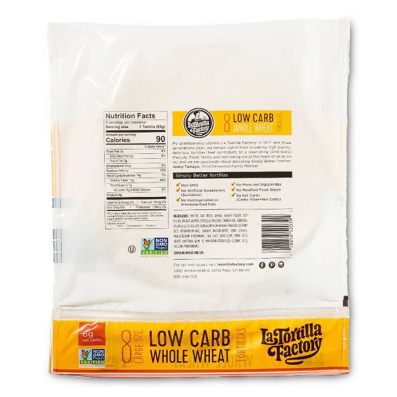 La Tortilla Factory Low Carb Whole Wheat Large - 17.5oz