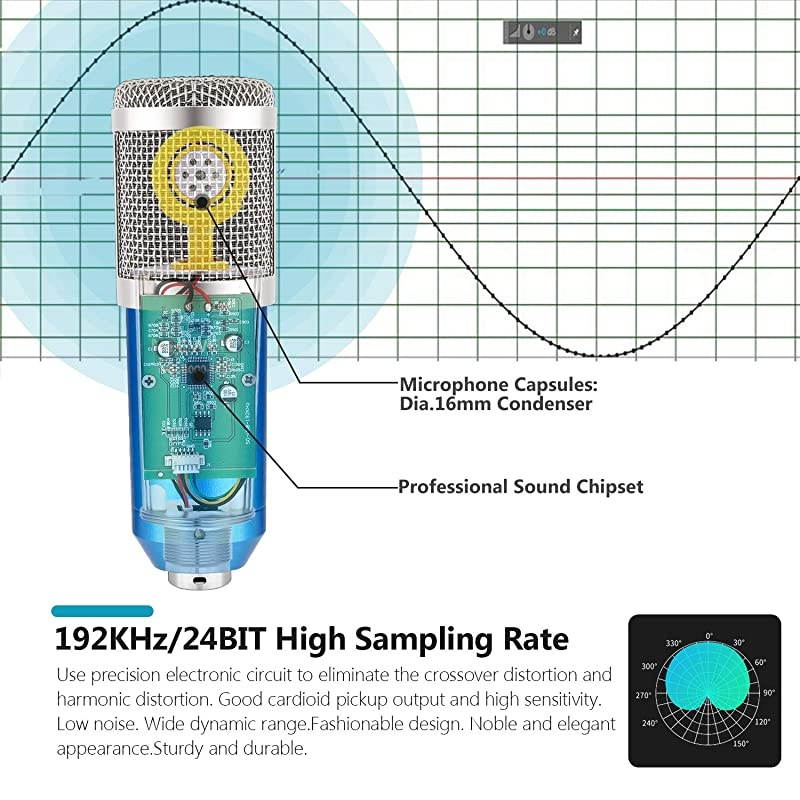 USB Microphone 192KHZ/24Bit Plug & Play Computer Cardioid Mic Podcast Condenser Microphone with Professional Sound Chipset for Livestreaming/YouTube/Gaming Recording/Voice Over(NW-8000-USB)