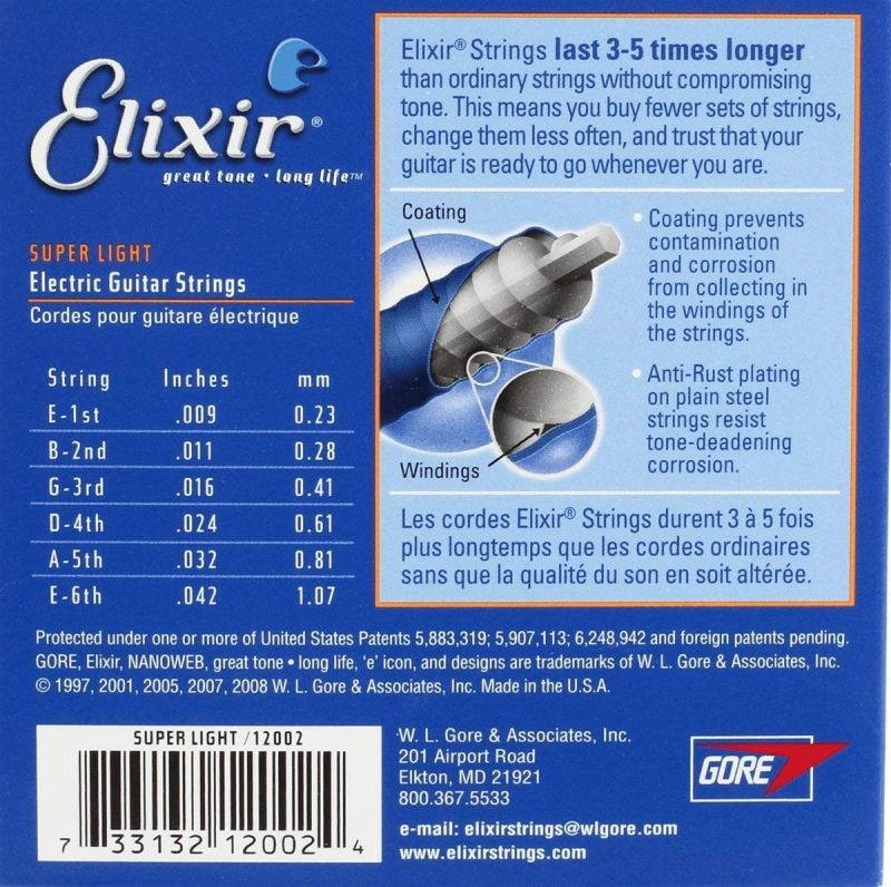 Elixir 12002 Super Lt NanoWeb El Guitar Strings 9-42