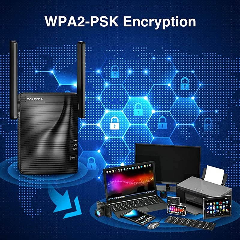 750Mbps WiFi Extender AC750WiFi Range Extender Supports WPS One Button Setup with 2 External AntennasMatte Black