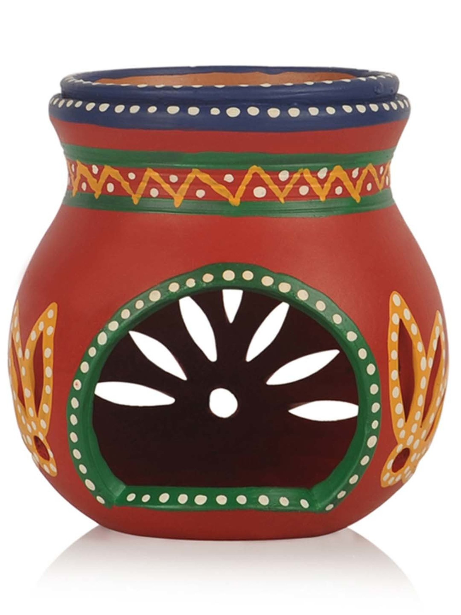 ExclusiveLane Terracotta Handpainted Aroma Diffuser In Red