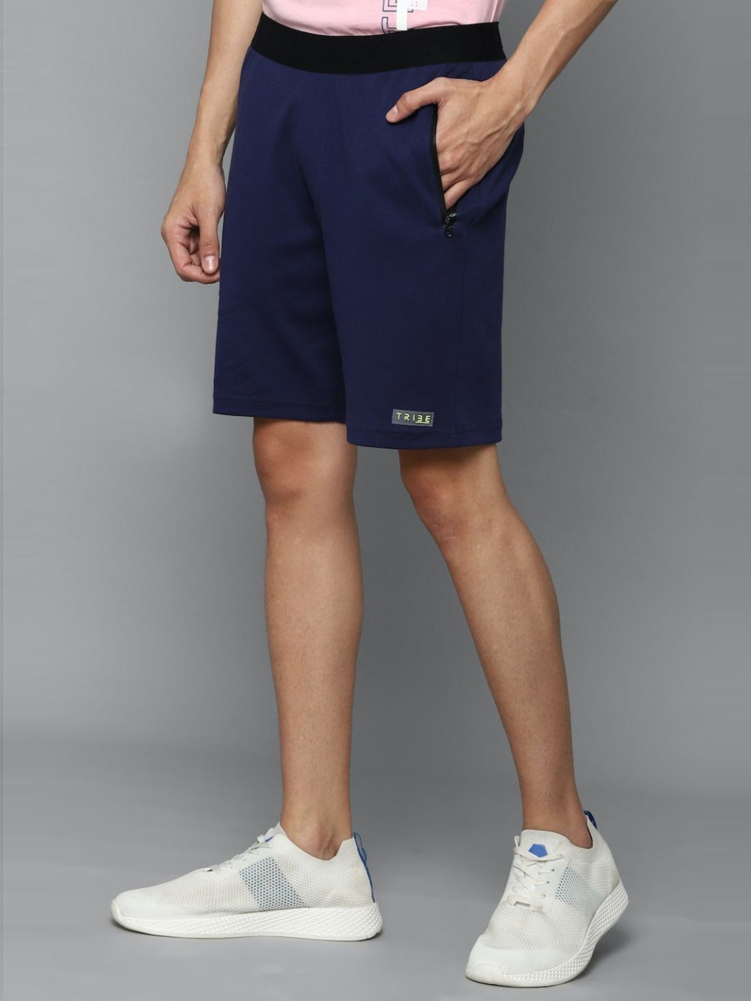 Tribe by Allen Solly Navy Cotton Slim Fit Shorts