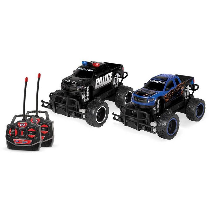 World Tech Toys Ford F-150 SVT Raptor Police Pursuit RTR Electric RC Monster Truck - 1:24 Scale - Double Pack