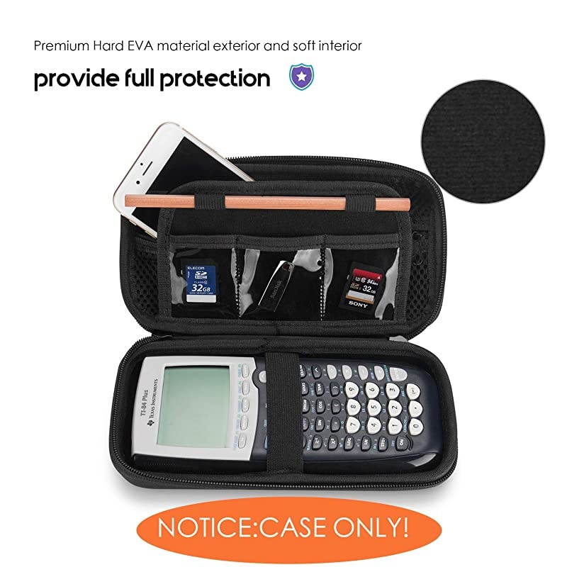 Hard EVA Case for Texas Instruments Ti-84 Plus CE, Durable Travel Storage Carrying Box Protective Bag for Ti-84 Ti-83 Ti-85 Ti-89 Ti-82 Plus/C CE Graphing Calculator and More &ndash;Black