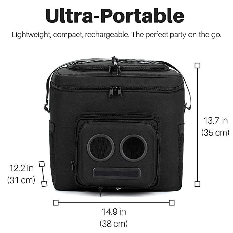 1 Cooler with Speakers on  20Watt Bluetooth Speakers amp Subwoofer for PartiesFestivalsBoatBeach Rechargeable Works with iPhone amp Android Black 2020 Edition