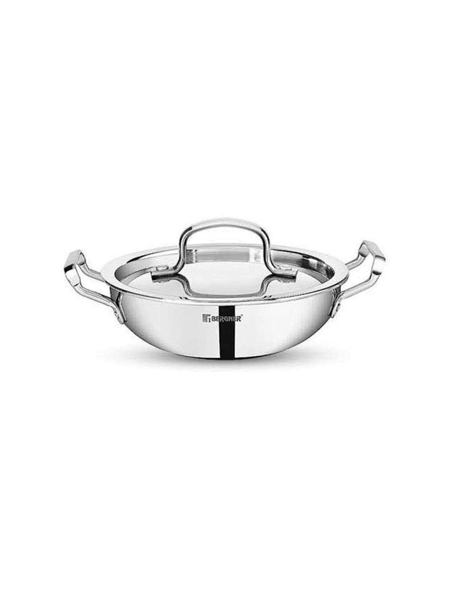 ALLO Silver Stainless Steel Induction Friendly Triply Kadhai (3 L)