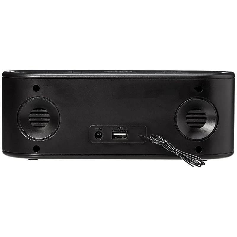 Basics Alarm Clock with FM Radio USB Charging Port and Bluetooth