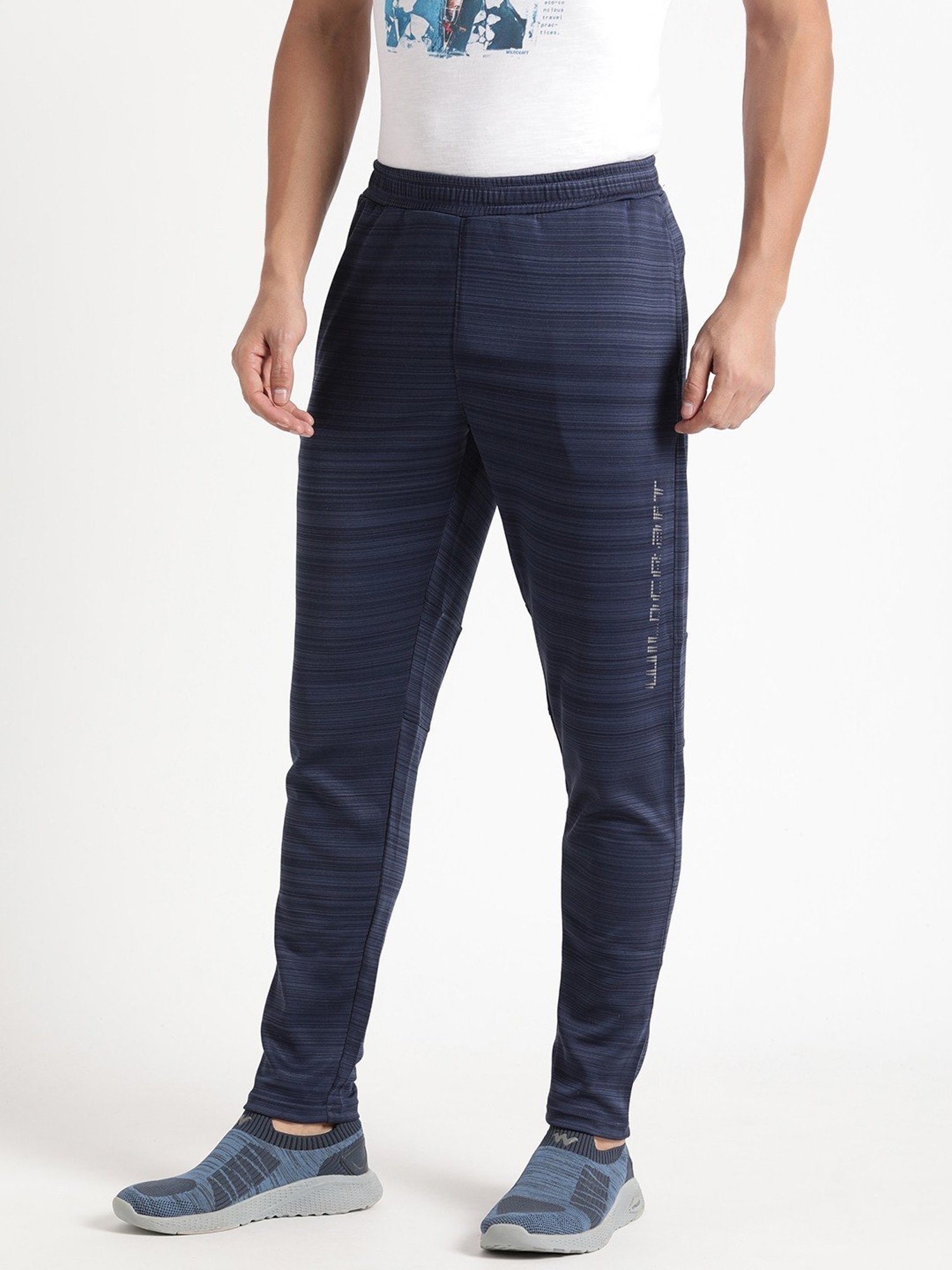 Wildcraft Navy Regular Fit Striped Joggers