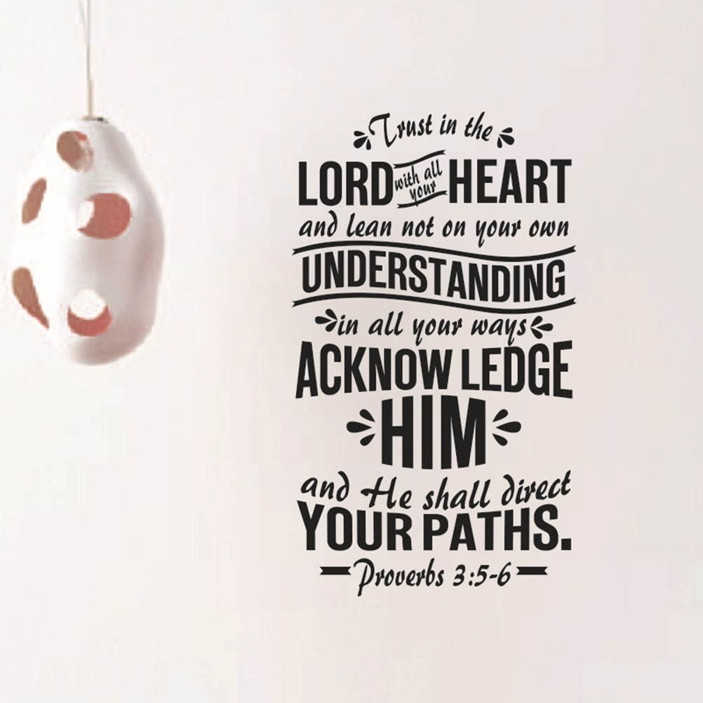 Trust in the Lord Verse Proverbs 3:5-6 Vinyl Wall Decor Lettering Wall Decal Sticker