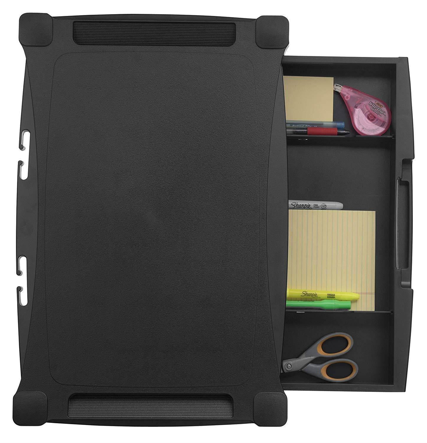 Kantek Extra Wide Height-Adjustable Monitor/Laptop Stand with Drawer, 20 X 13 X 3 to 6-1/2 Inches, Black (MS520)