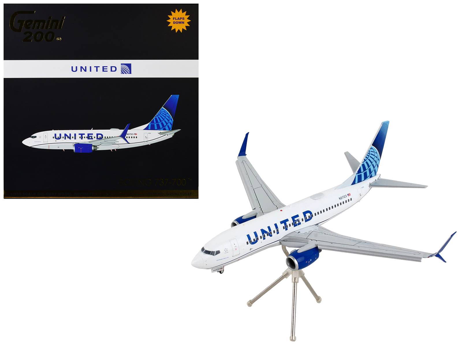 Boeing 737-800 Commercial Aircraft with Flaps Down "Southwest Airlines - Freedom One" American Flag Livery "Gemini 200" Series 1/200 Diecast Model Airplane by GeminiJets