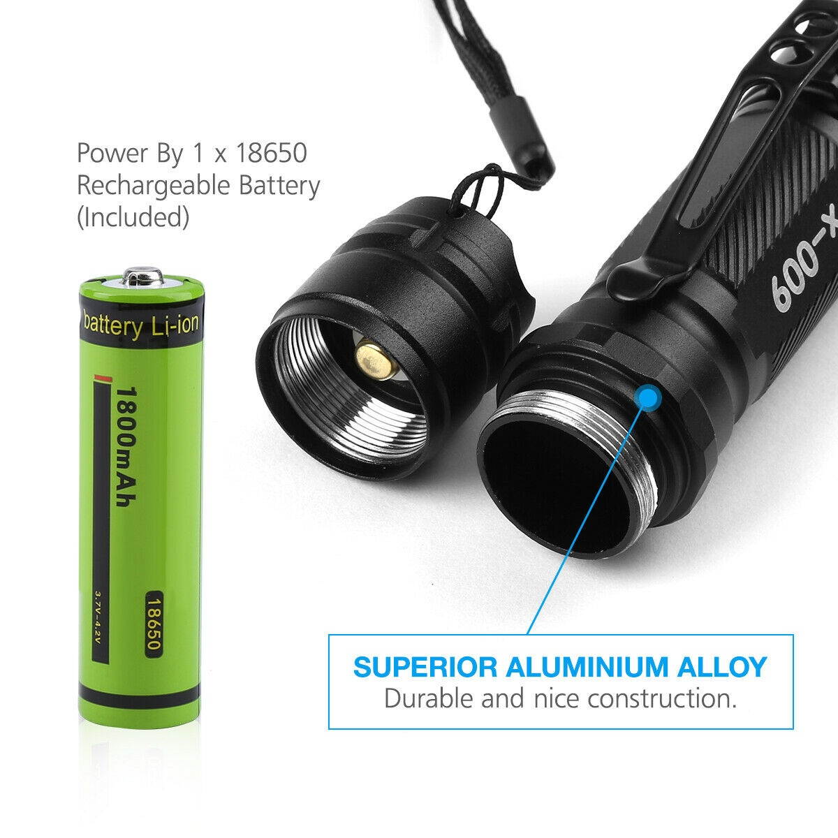 Green Laser Pointer High Power Visible Beam + Star Cap + 18650 Battery