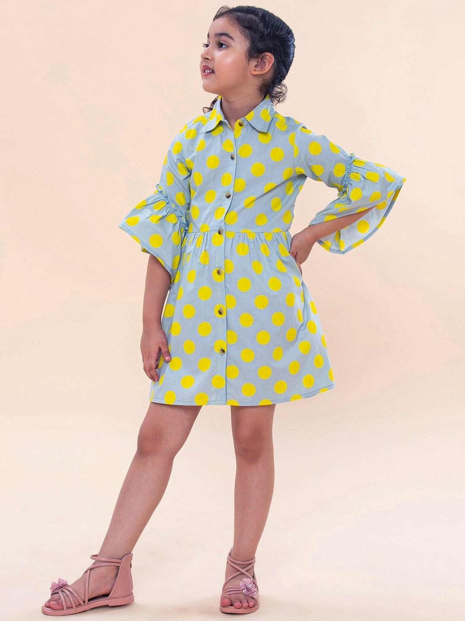 A.T.U.N. Blue & Yellow Printed Shirt Dress