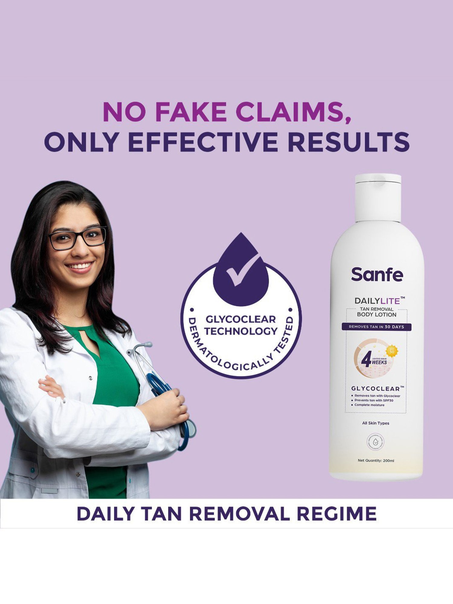 Sanfe Dailylite Tan Removal Body Lotion with SPF 30 - 200 ml