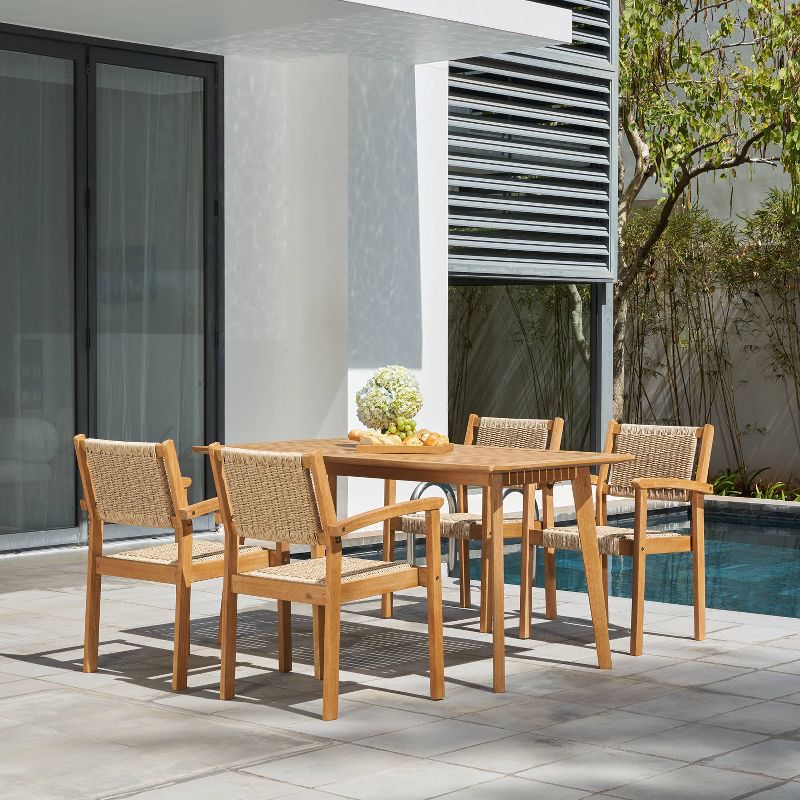 Chesapeake 5pc Outdoor Natural Wood Dining Set - Vifah