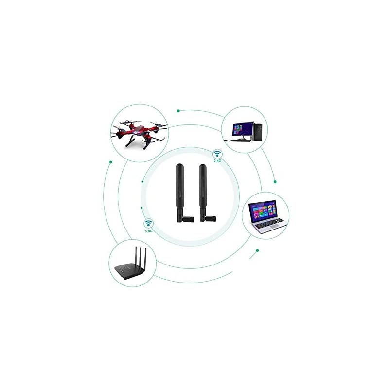 x 8dBi WiFi RP-SMA Male Antenna .4GHz 5.8GHz Dual Band +x 15CM U.FL/IPEX to RP-SMA Female Pigtail Cable for Mini PCIe Card Wireless Routers, PC Desktop, Repeater, FPV UAV Drone and PS4 Build