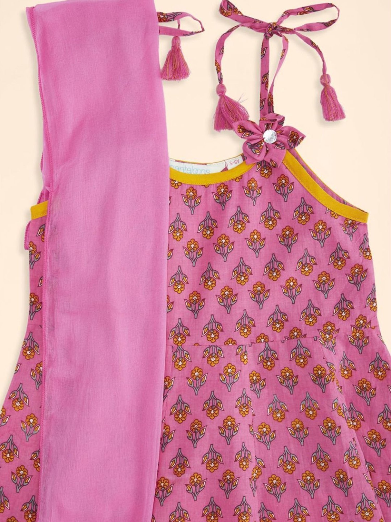 Akkriti by Pantaloons Kids Pink Cotton Floral Print Kurta Set