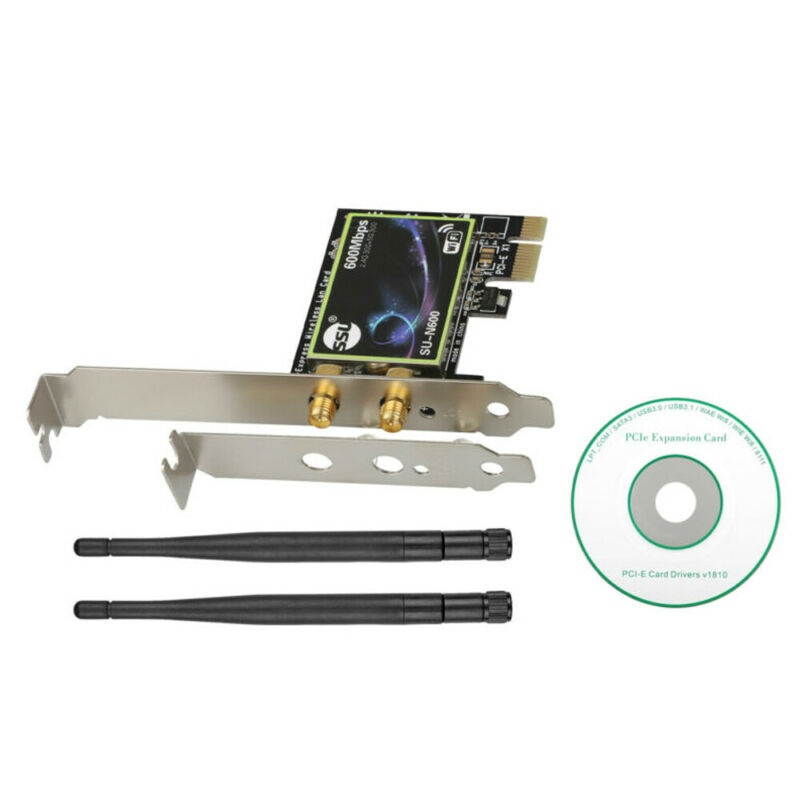 Dual Band 2.4G/5G PCI-E WiFi Wireless Card Adapter 600Mbps(2.4GHz 300Mbps or 5GHz 300Mbps) PCI Express Wi-Fi Adapter for Desktop Computer