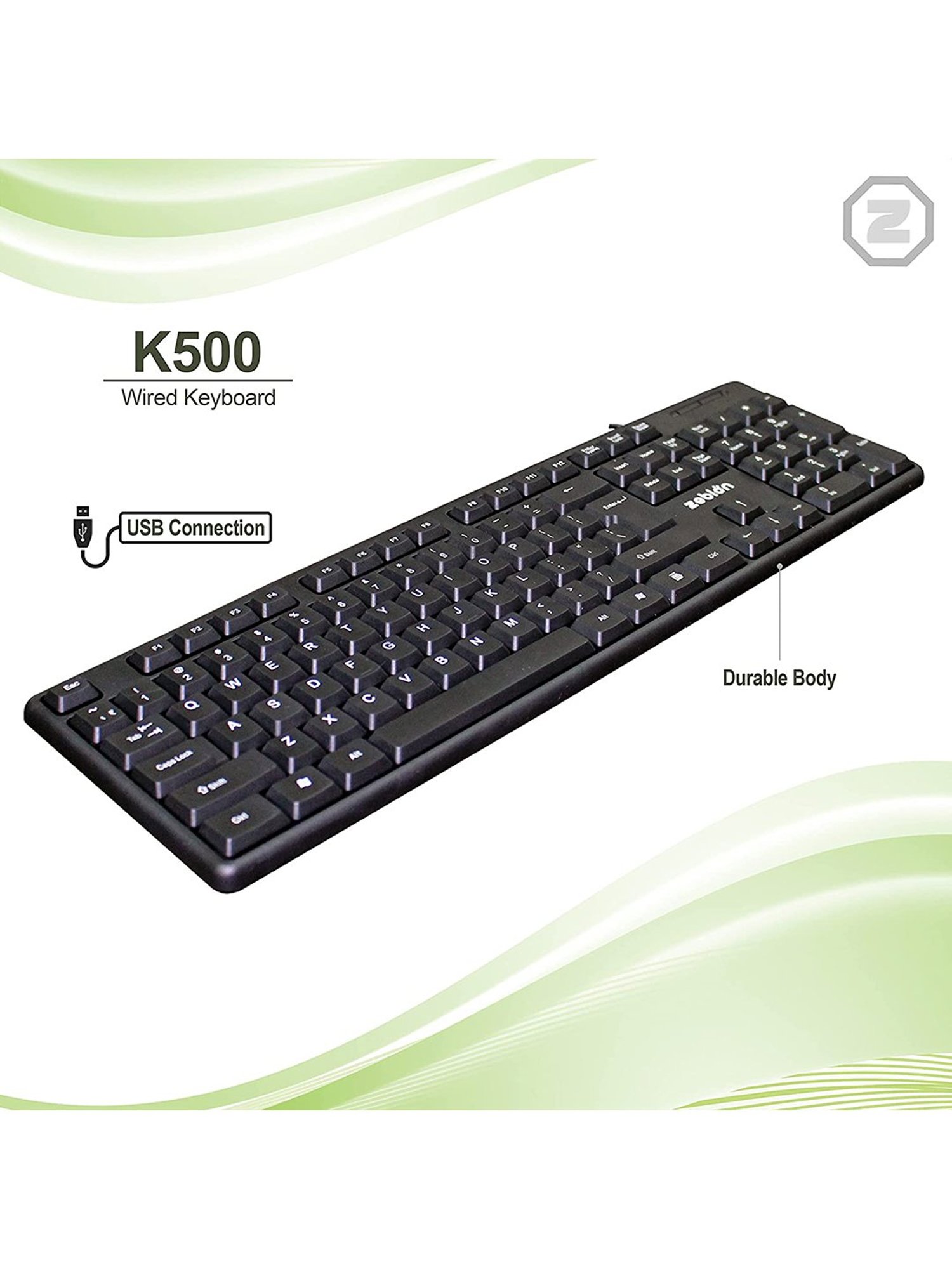 Zebion K500 Wired USB Keyboard (Black)
