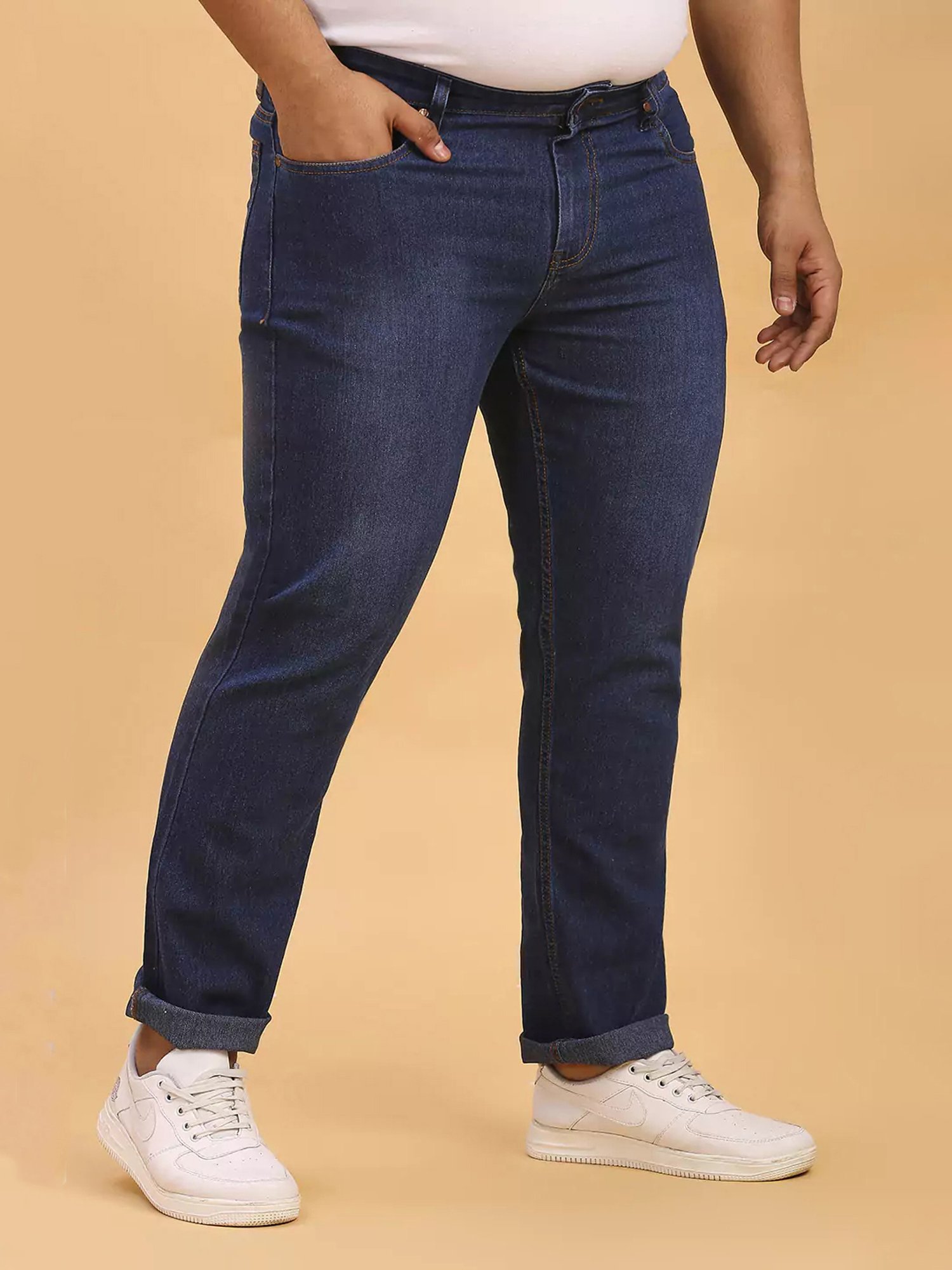 Thomas Scott Blue Regular Fit Lightly Washed Plus Size Stretchable Jeans