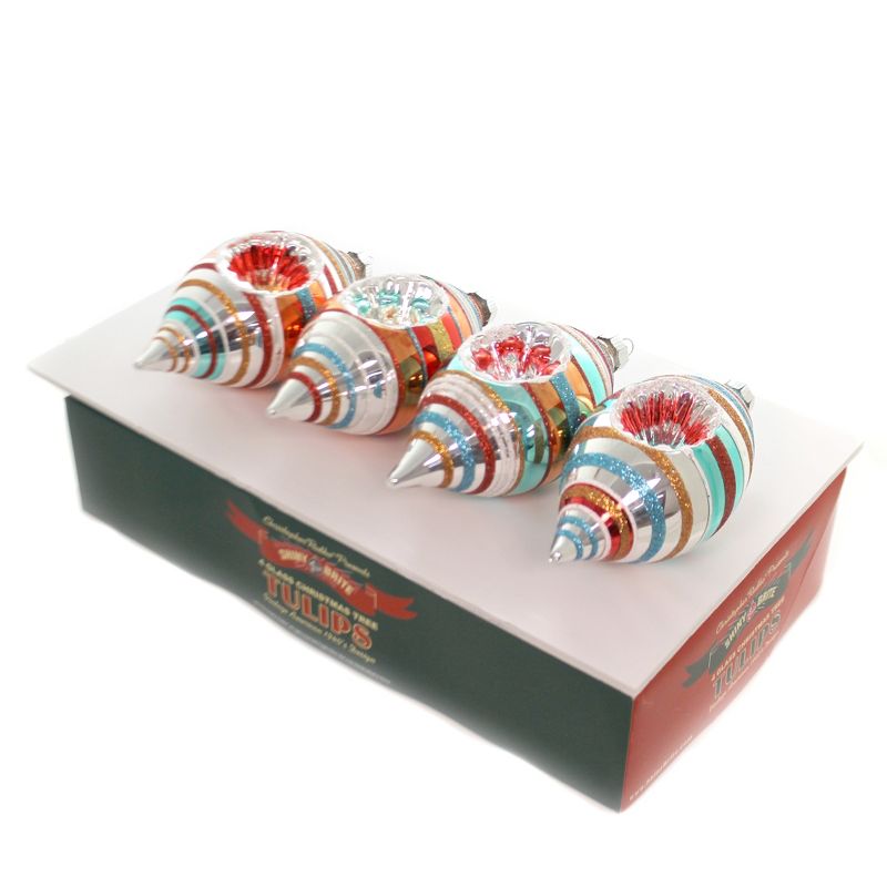 Shiny Brite 7.0" 7" Nh Reflector Tulips Set/4 Ornamet Nostalgic Holiday 2019  -  Ornament Sets