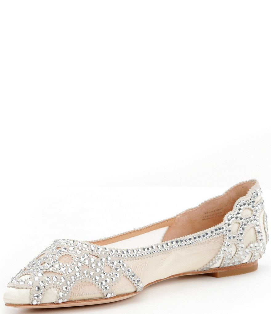 Badgley Mischka Gigi Rhinestone-Embellished Pointed-Toe Flats