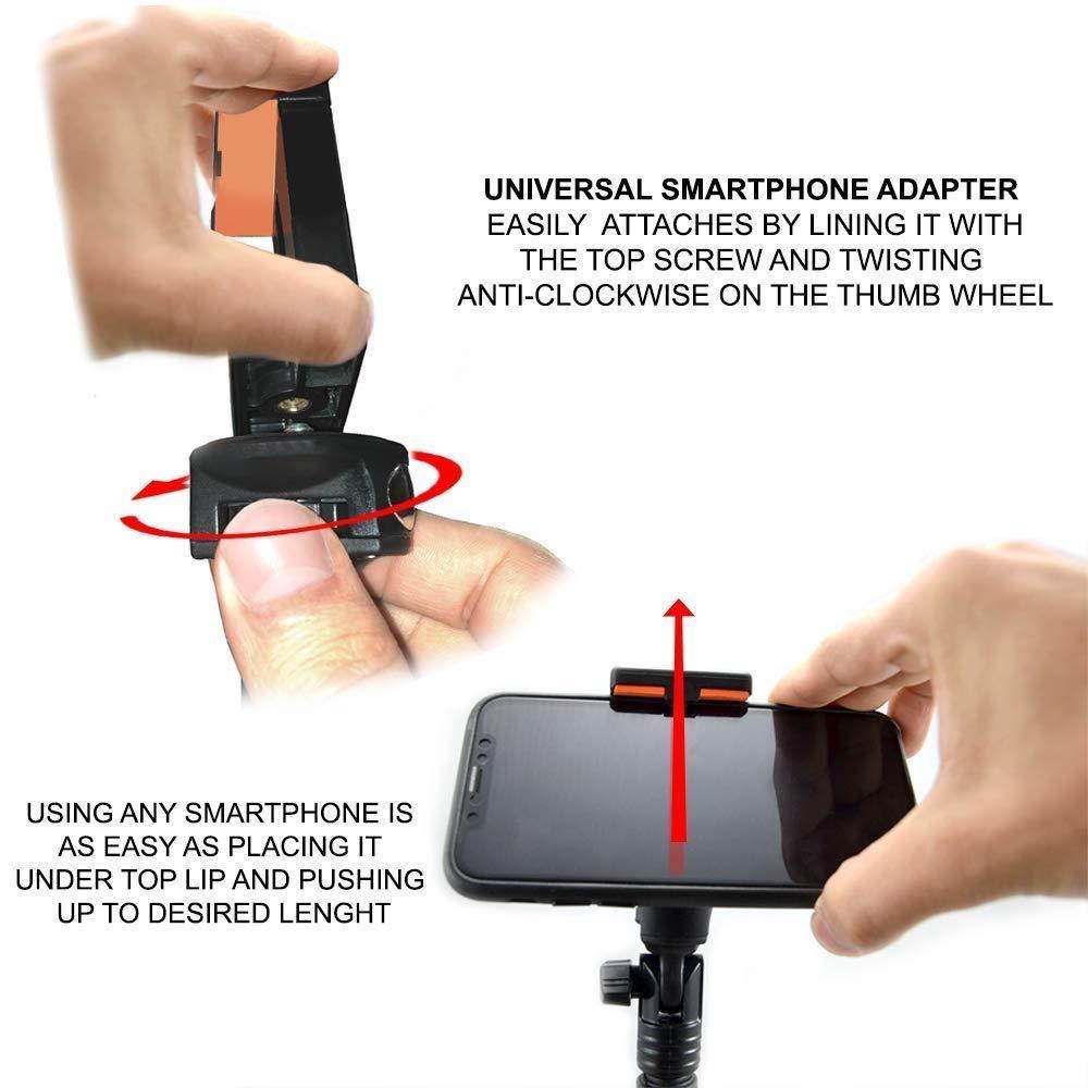 Acuvar 54" Inch Aluminum Extendable Monopod Tripod/Selfie Stick with Universal Smartphone Mount + Wireless Remote Control Camera Shutter for All Smartphones