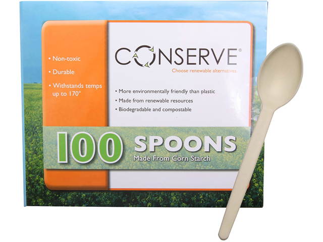 Baumgartens 10232 Corn Starch Cutlery, Spoon, White, 100/Box