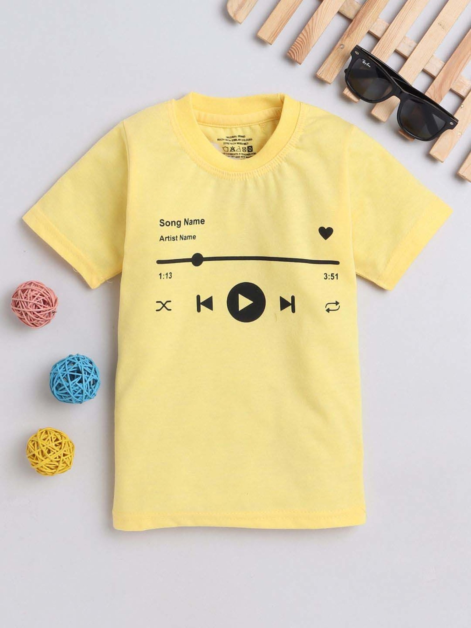 Fourfolds Unisex Yellow Printed T-Shirt