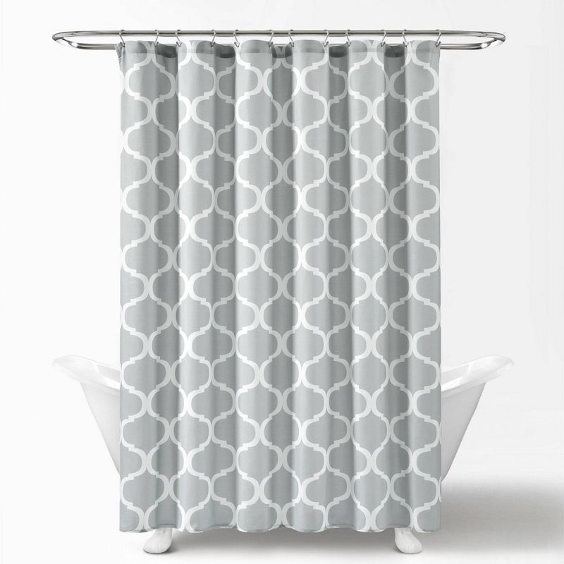 Single Geo Shower Curtain Light Gray - Lush Décor