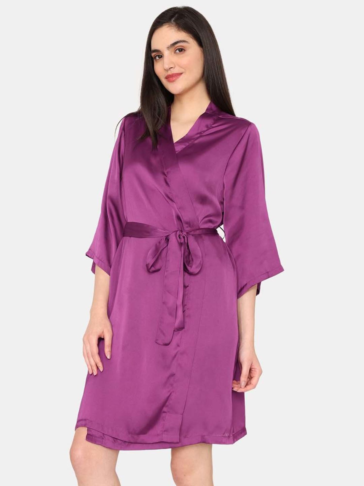 Zivame Purple Plain Robe