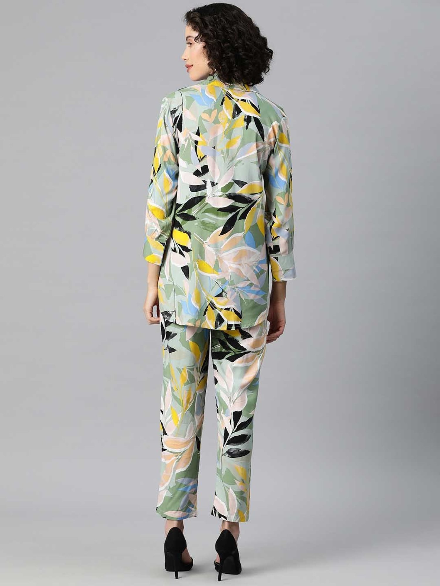 One Femme Multicolor Print Shirt With Pants