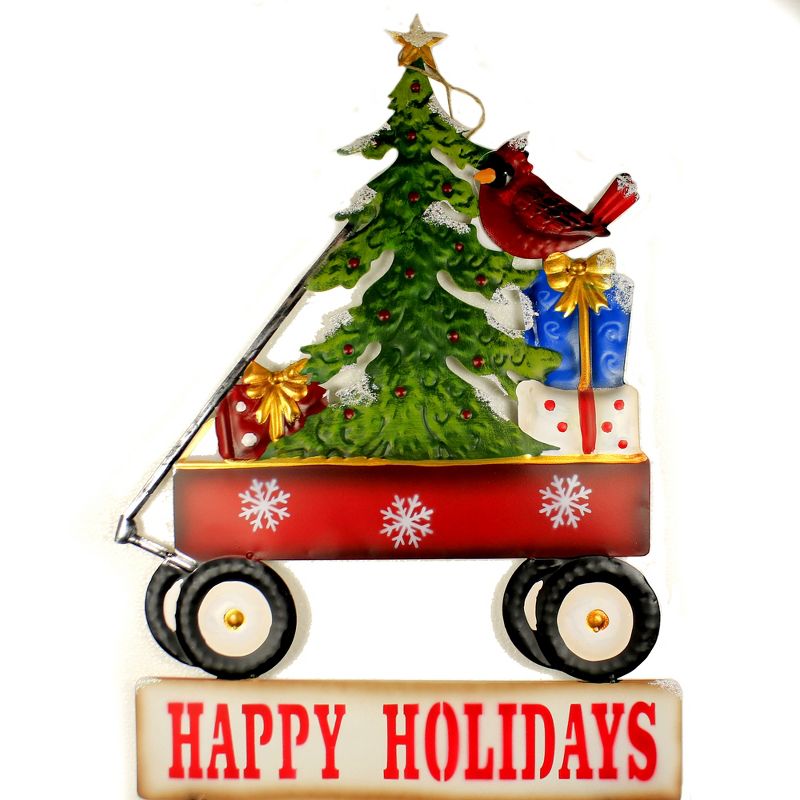 Christmas 30.25" Wagon W/ Christmas Tree Yard Decor Landscape Stake Poke  -  Freestanding Signs