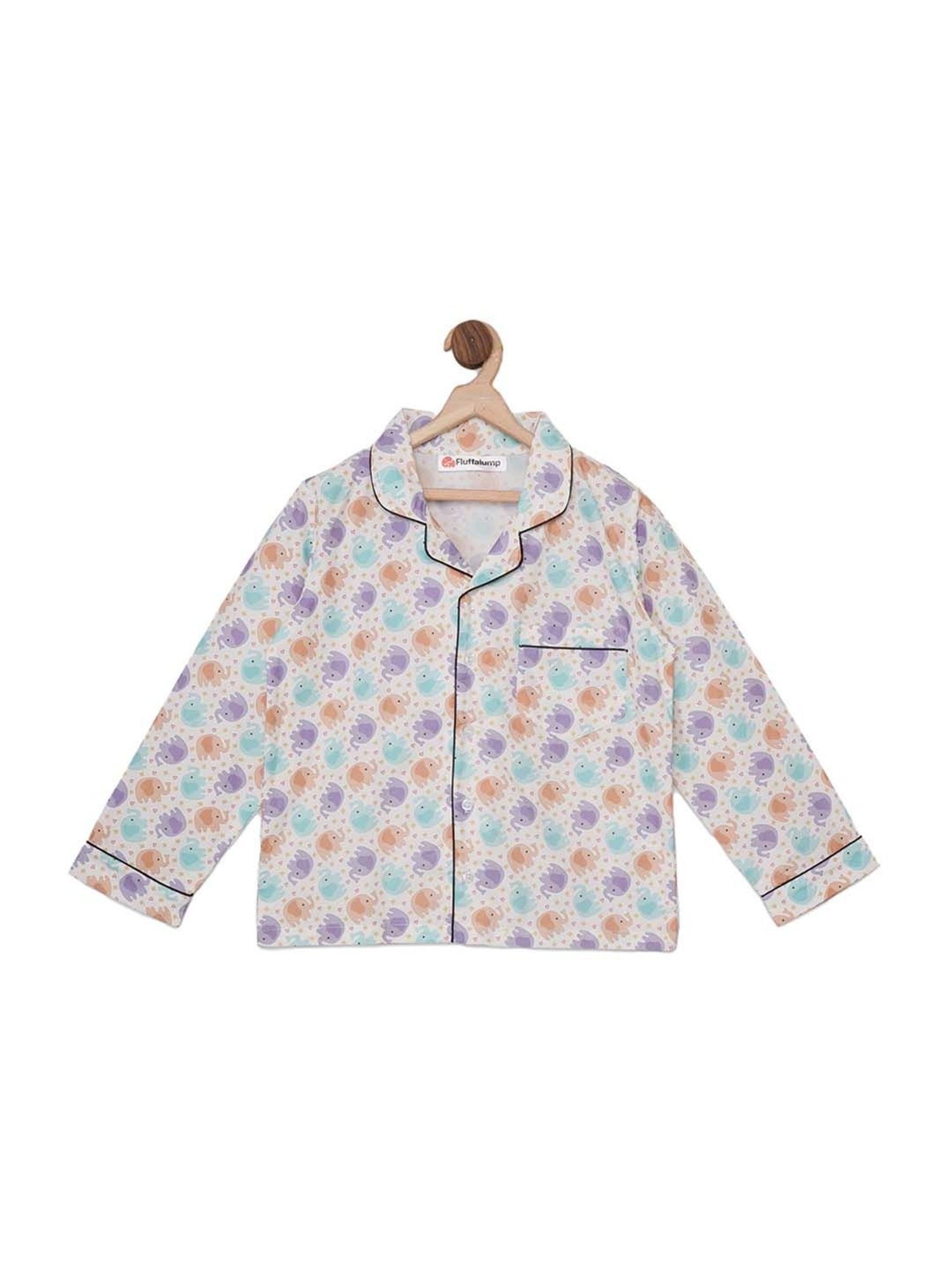 Fluffalump Boys Multicolor Cotton Printed Nightwear Top & Pants Set